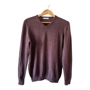 WoolOvers Cashmere & Merino Classic V Neck Knitted Sweater Size M